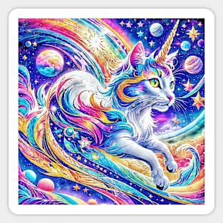 Rainbow Galaxy Unicorn Kitten Sticker